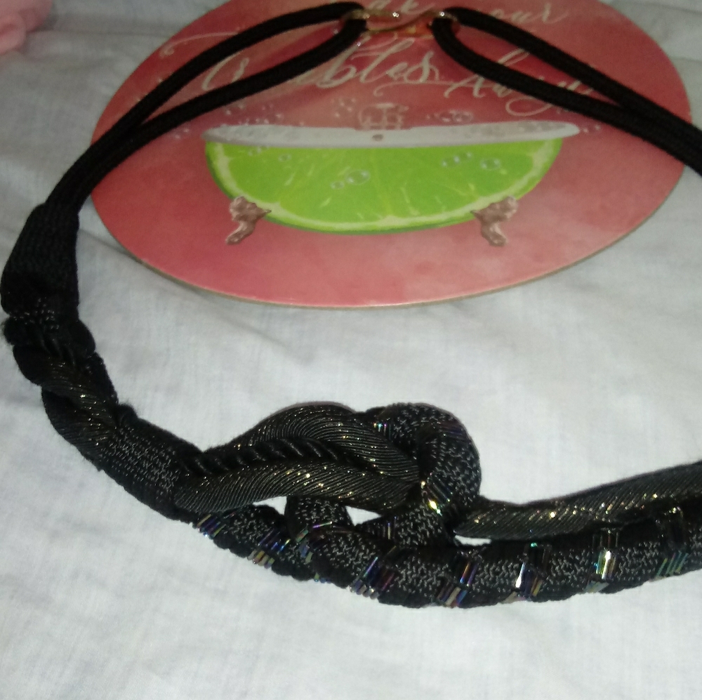 Vintage Black Glitter and Beads Belt